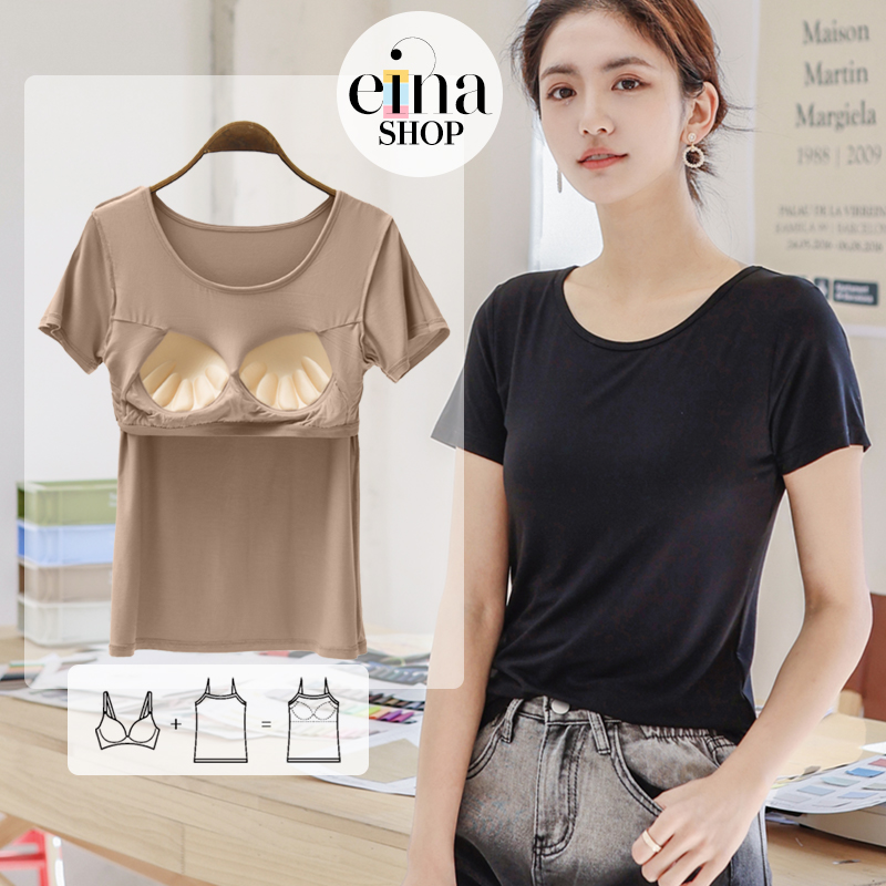 Einashop Women Bra Padded T shirt (Selene) Bra in Top All in One New Improved Design SG Ship|,|
