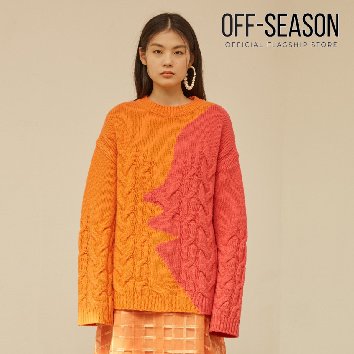 Off-Season Clearance Vleeda Women Clothing Orange Profile Lamb Wool Sweater|,|