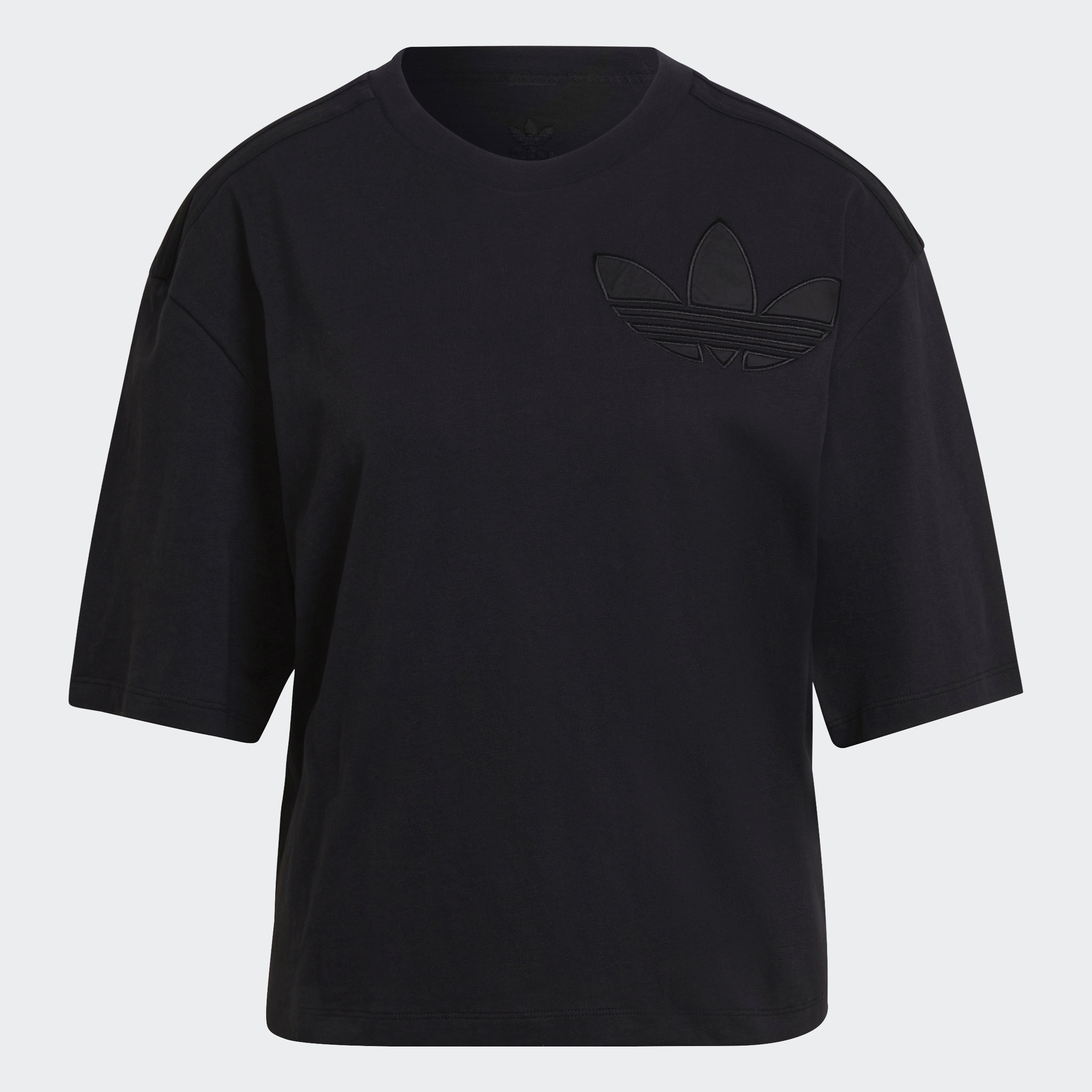 adidas Lifestyle Trefoil Patch Tee Women Black HE4745|,|