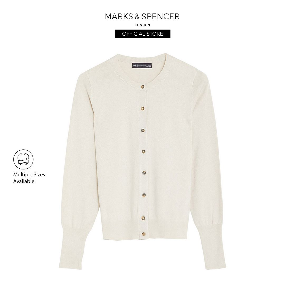 M&amp;S Crew Neck Button Front Cardigan - T38/5740|,|