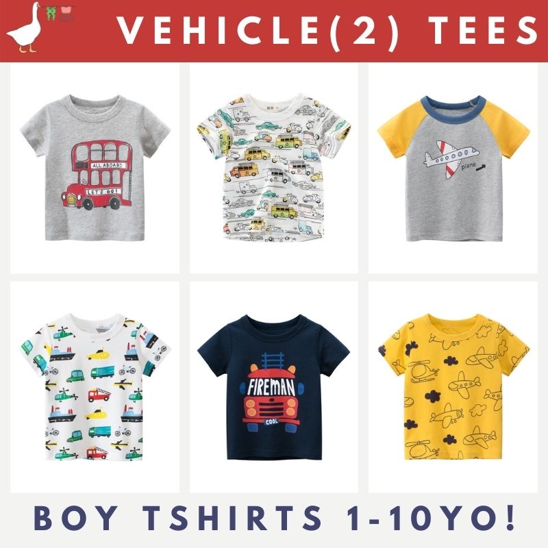 Boy Tshirt Top Tee Car Vehicle Truck Plane Digger Fireman Bus SG Stock|,|