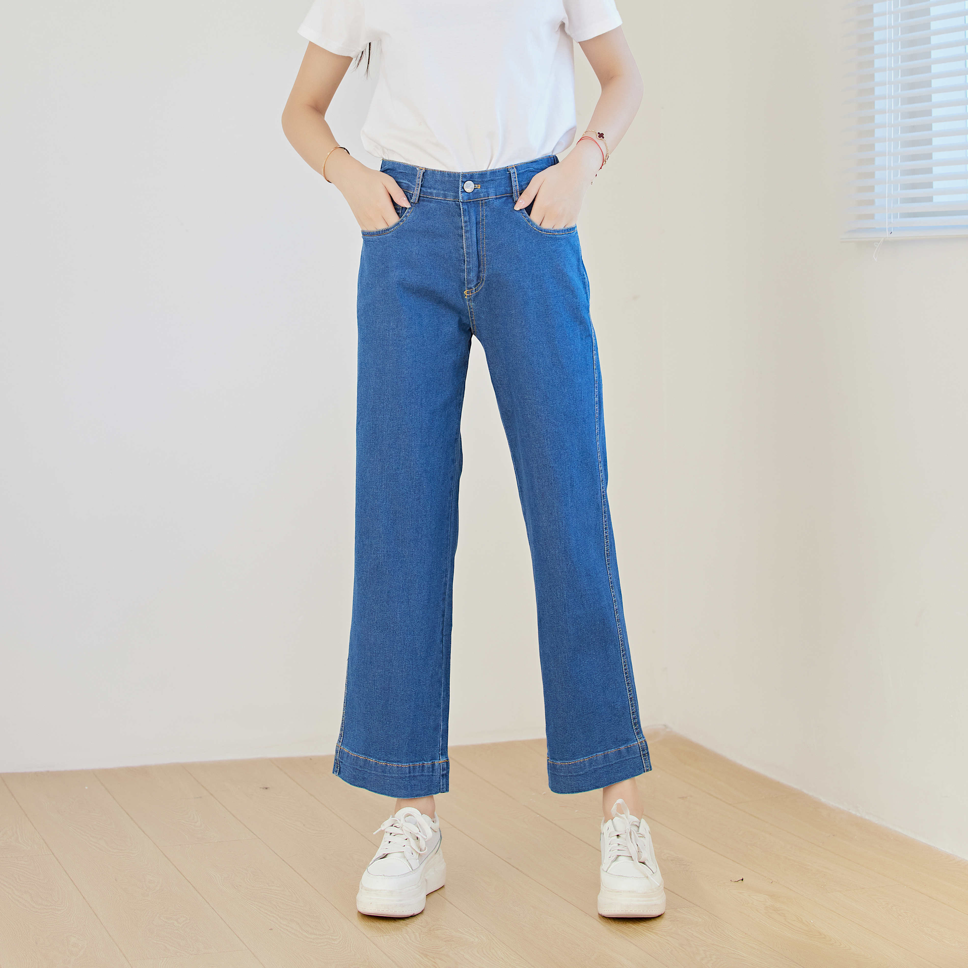 Eyouth 10115 women jeans Loose Wide Leg pants denim pants High Waist pants culottes pants|,|