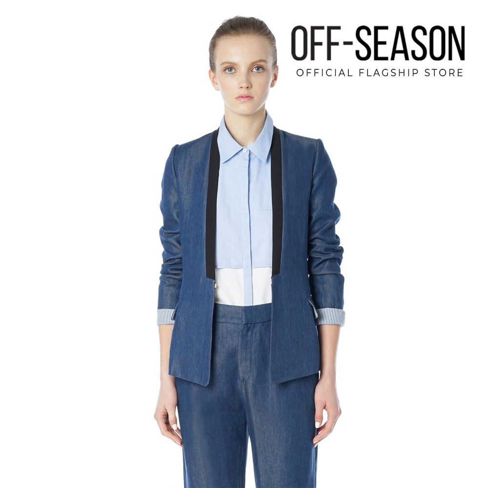 Off-Season Clearance Aijek Women Clothing Love Charm Denim Blazer|,|