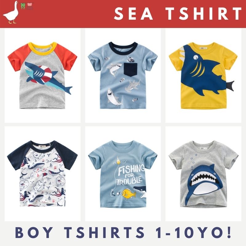 Boy Tshirt Top Tee |SG SELLER| SHARK SEA WHALE FISH|,|