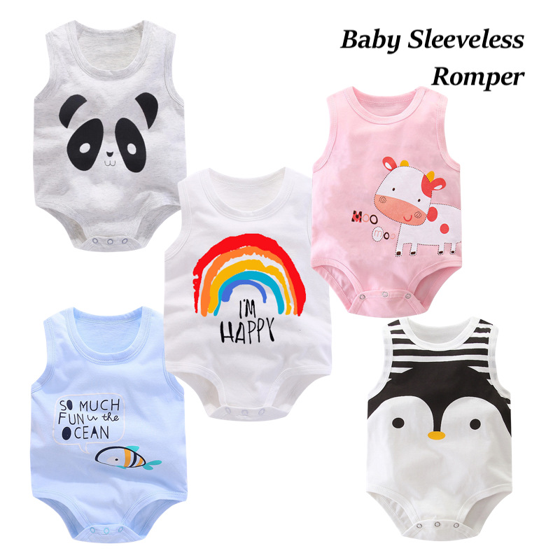 Baby Cute Sleeveless Romper Cotton Bodysuit|,|