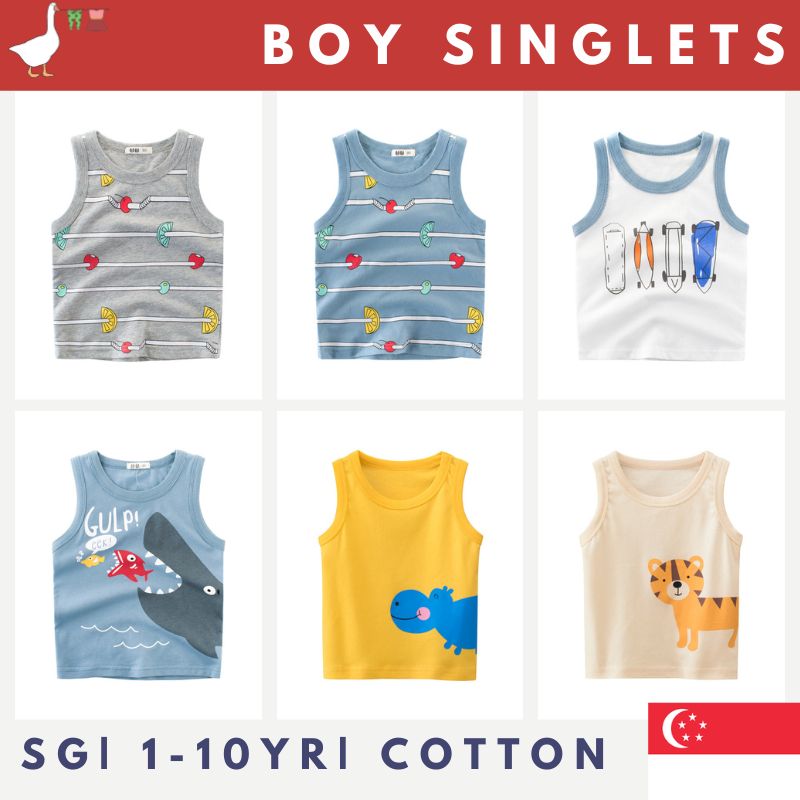 Boy Singlet Tshirt Top Tee |SG SELLER| Cotton | Fast Delivery|,|
