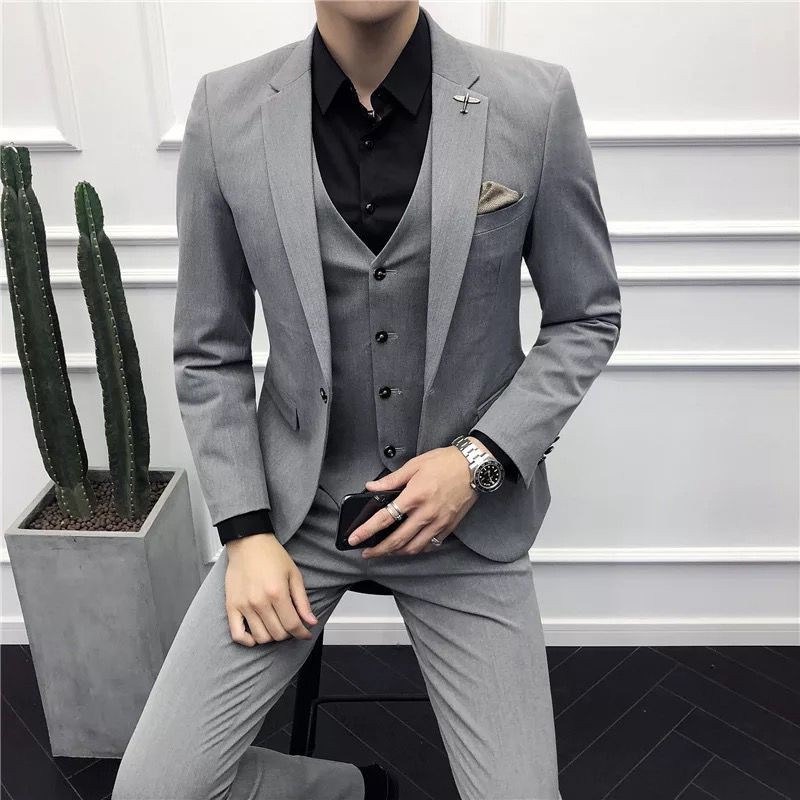 SG stock Men&#x27;s Casual Blazer Slim fit Male&#x27;s solid color blazer white plain black blue blazer|,|