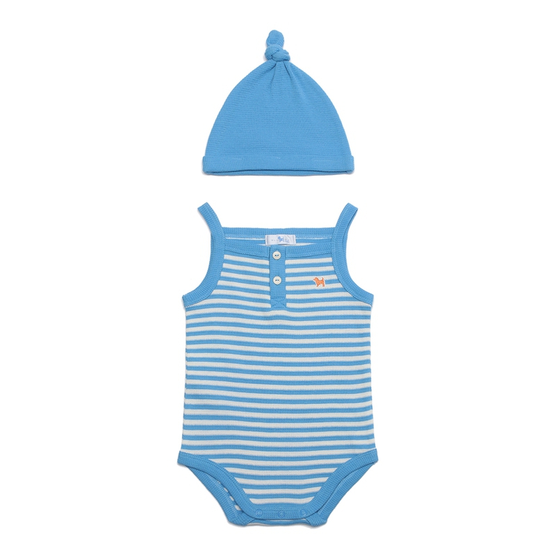 Bluedog Baby | Boy Waffle Stripe Bodysuit littleground|,|