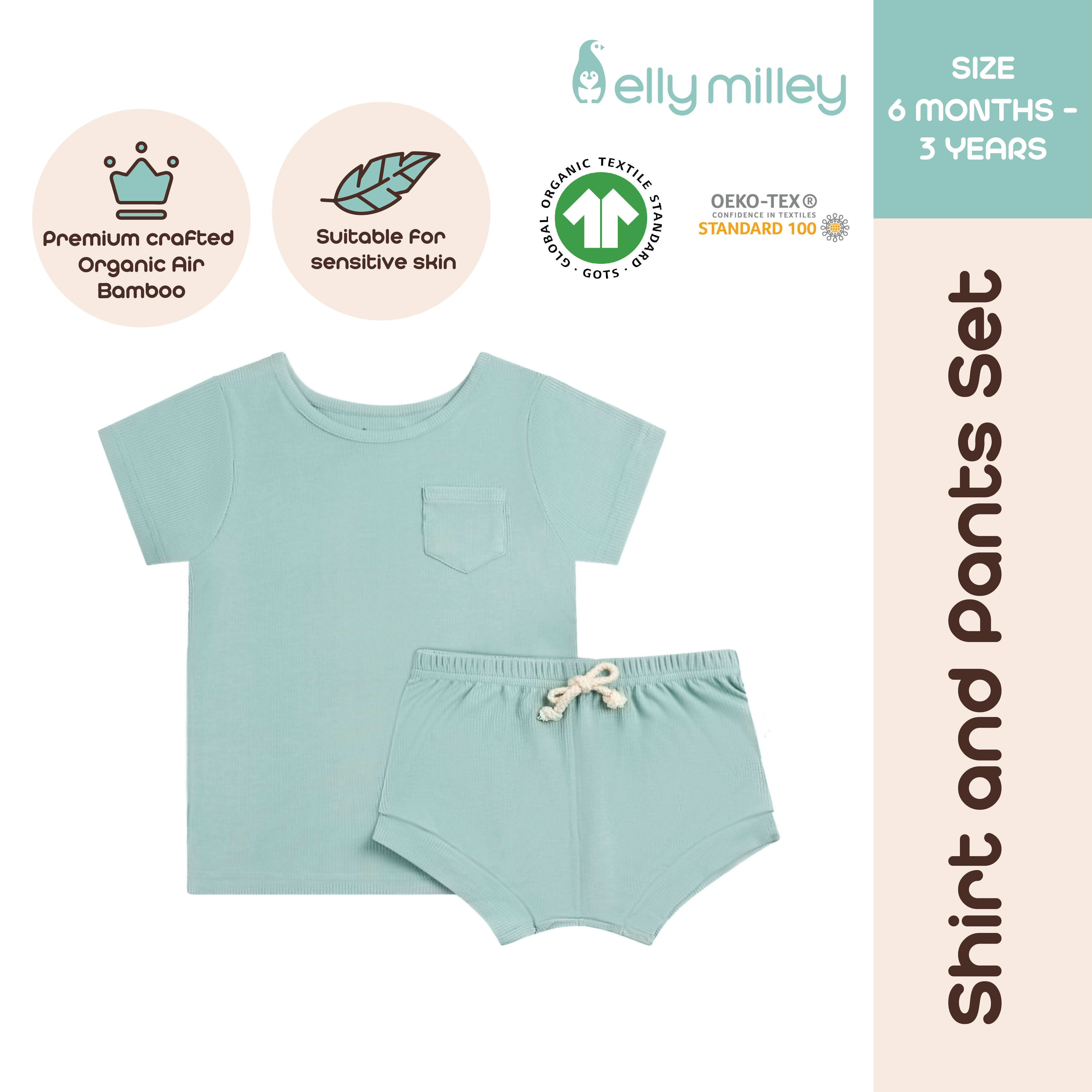 Elly Milley Organic Air Bamboo 2 Piece Shirt and Pants Set, Baby &amp; Toddler, Breathable and suitable for  Sensitive Skin|,|