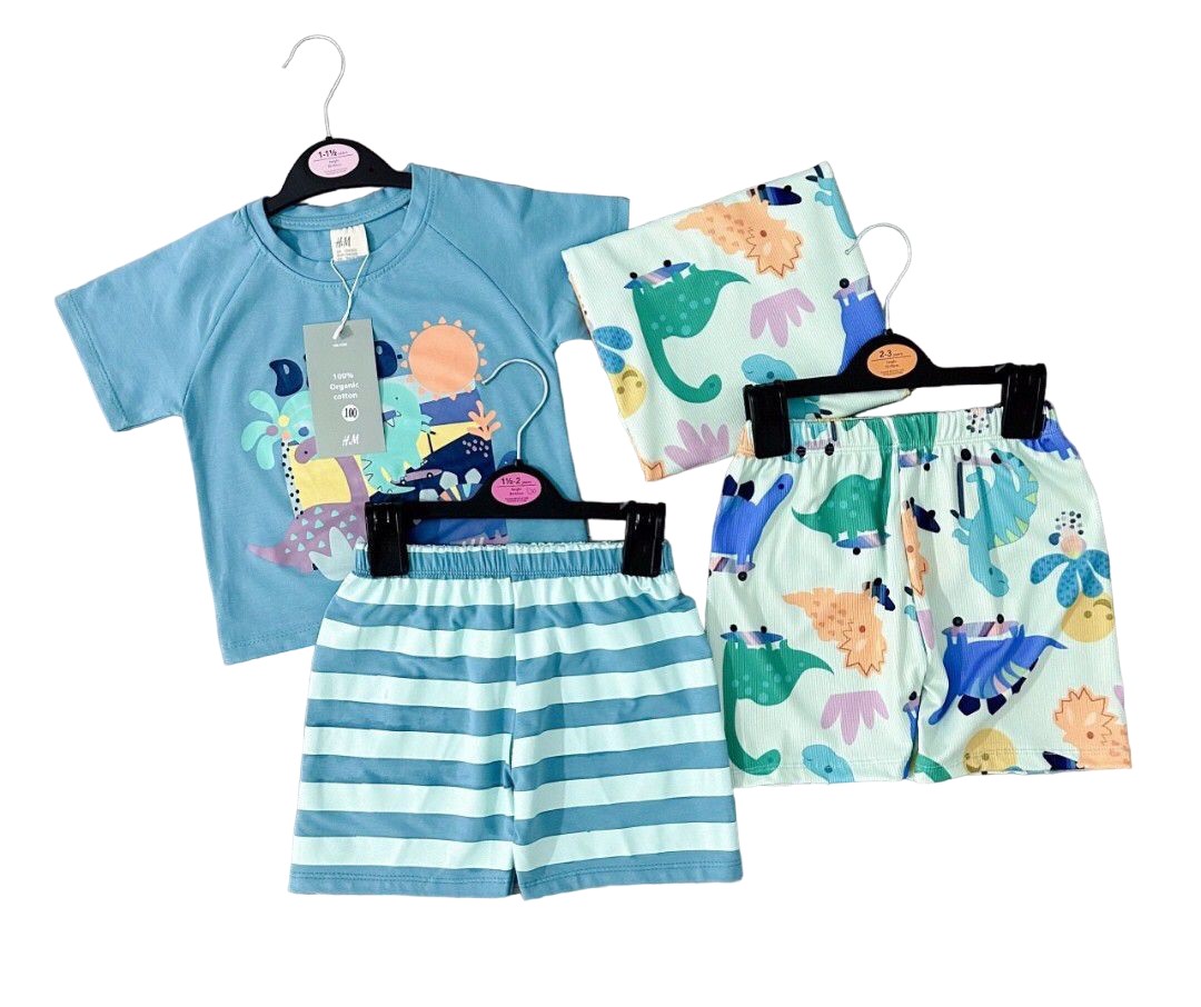 [SG LOCAL SELLER] H&amp;M Boys Dinosaur T-Shirt and Shorts 4pc set - 2 tops &amp; 2 shorts (2-6y) / In Stock|,|