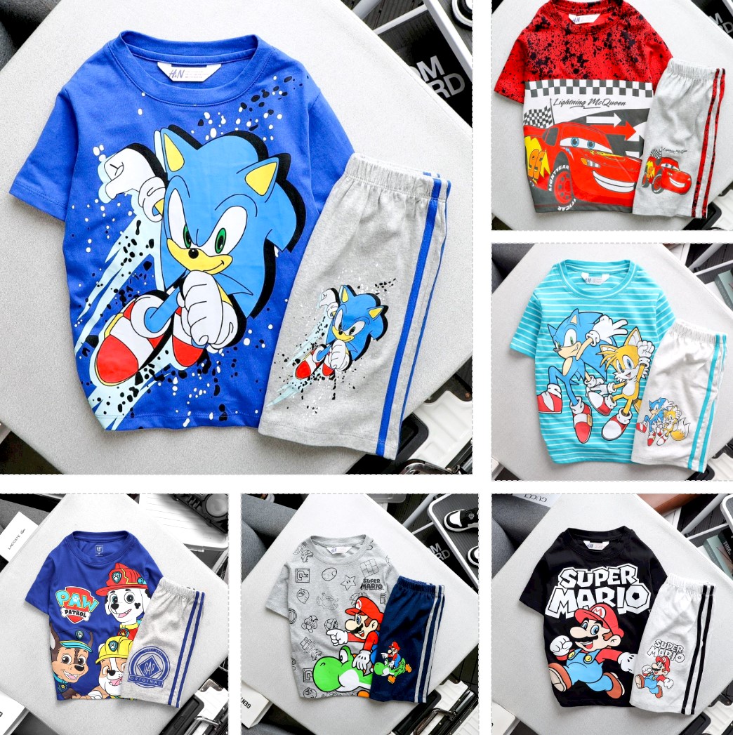 [SG LOCAL SELLER] Boys T-Shirt and Shorts 2pc Set (2-6yrs) - Sonic, McQueen Cars - In Stock|,|