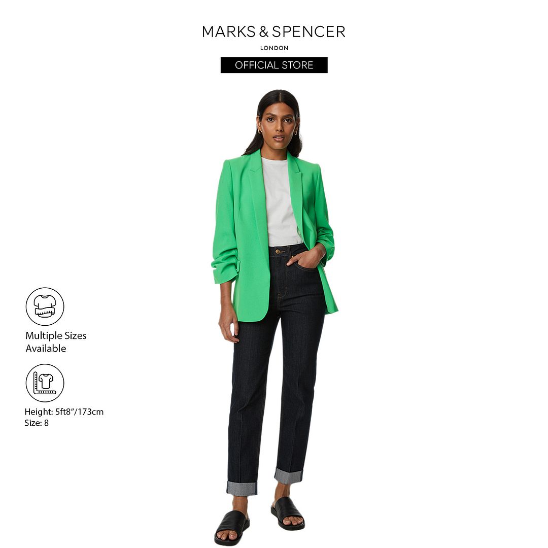 M&amp;S Ruched Sleeve Blazer - T59/5939J|,|