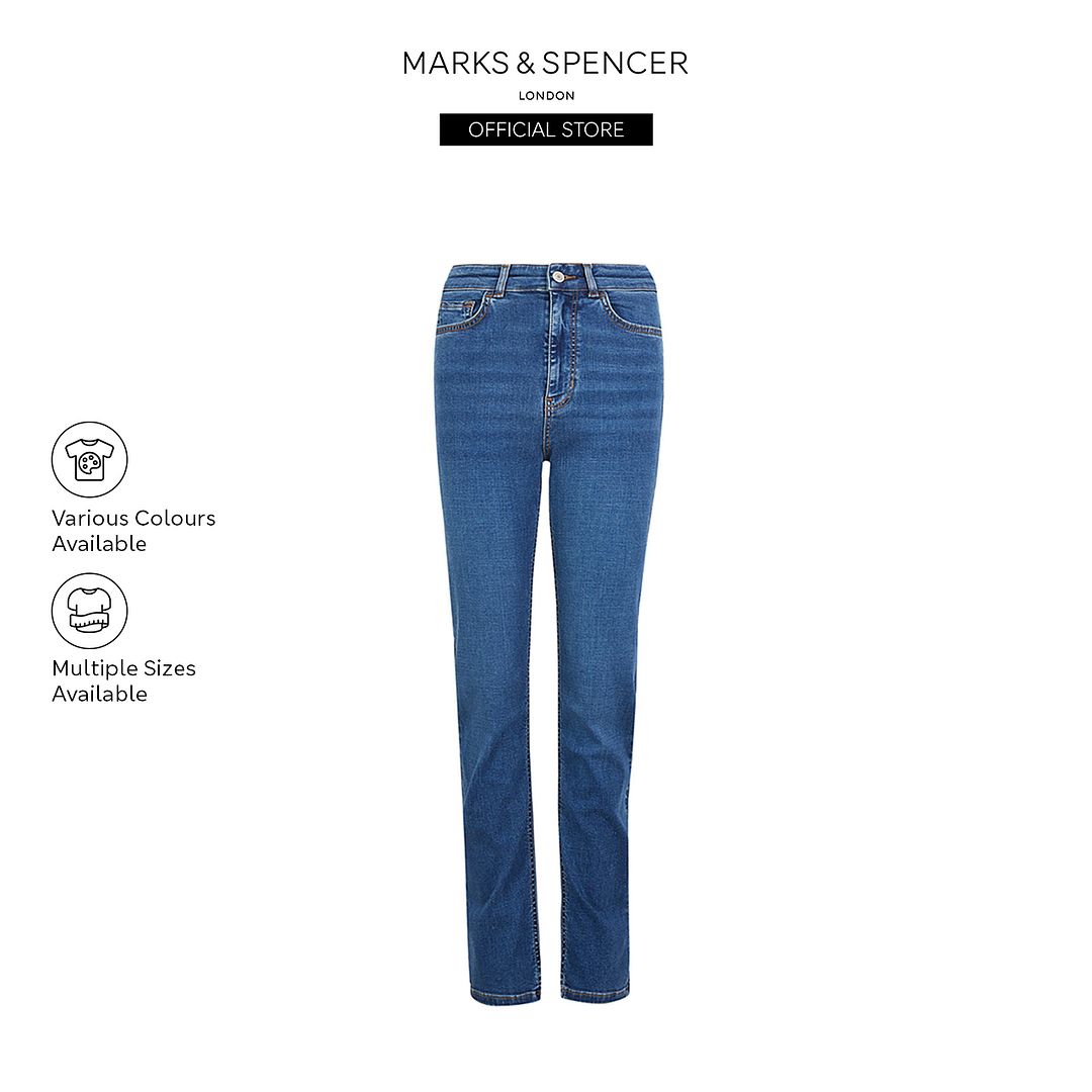 M&amp;S Lyocell Rich Straight Leg Jeans - T53/7132U|,|