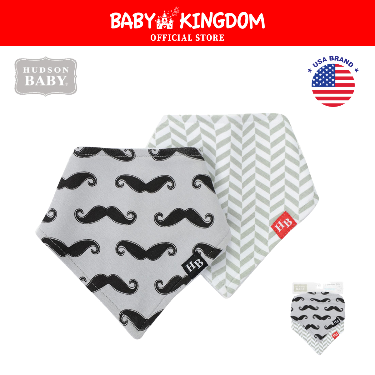 Hudson Baby Bandana Bib 2pcs|,|