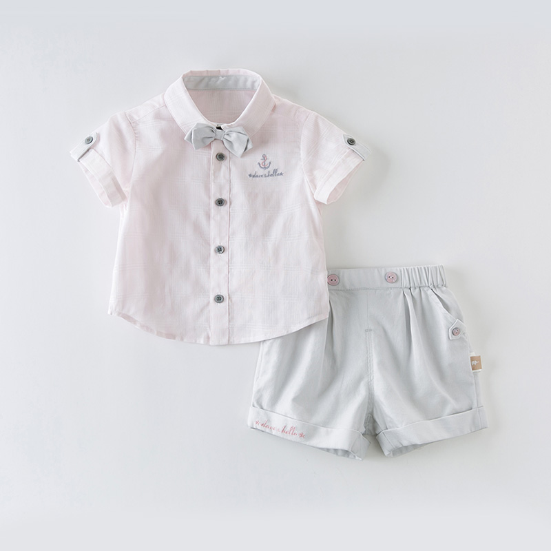 DaveBella Boy Nautical Bow Tie Shirt With Bottom Set|,|