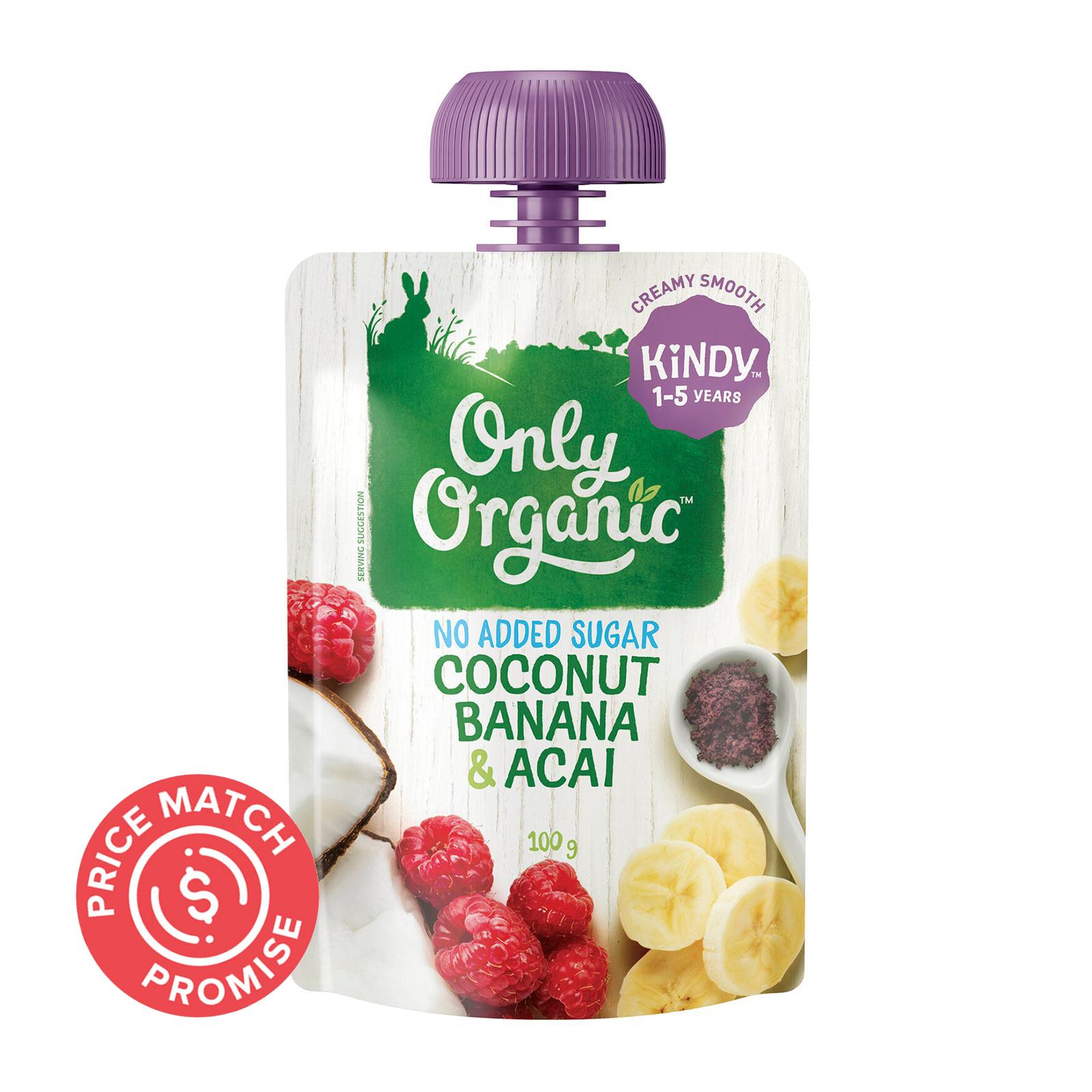 Only Organic Coconut Banana &amp; Acai Smoothie 100G - From 1-5 Years Jar|,|