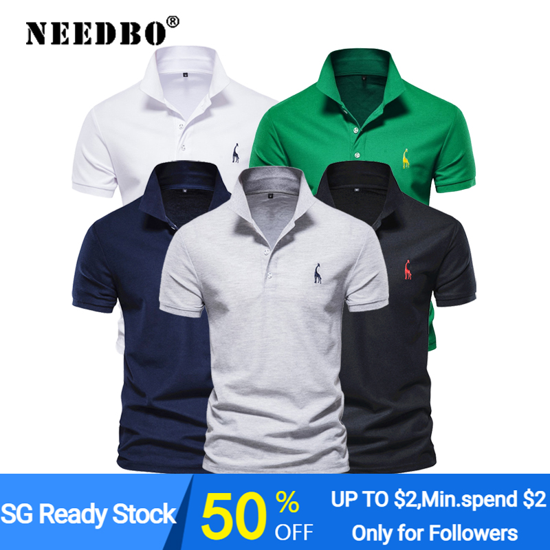 [Singapore Seller] NeedBo Hot Sale Men Polo Shirt Mens Casual Deer 100% Cotton Polo Shirt Men Short Sleeve High Quantity Polo Tee|,|