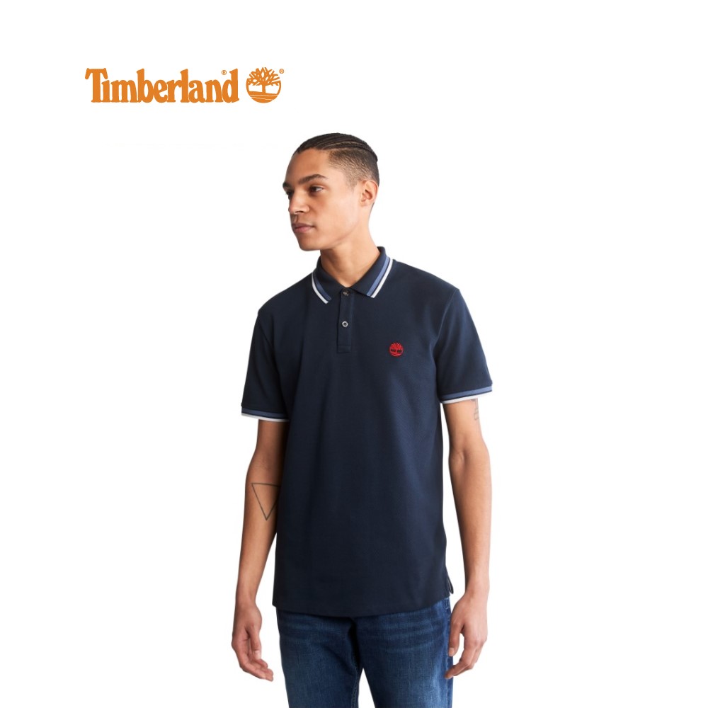 Timberland Men&#x27;s Millers River Tipped Pique Polo Shirt Dark Sapphire|,|