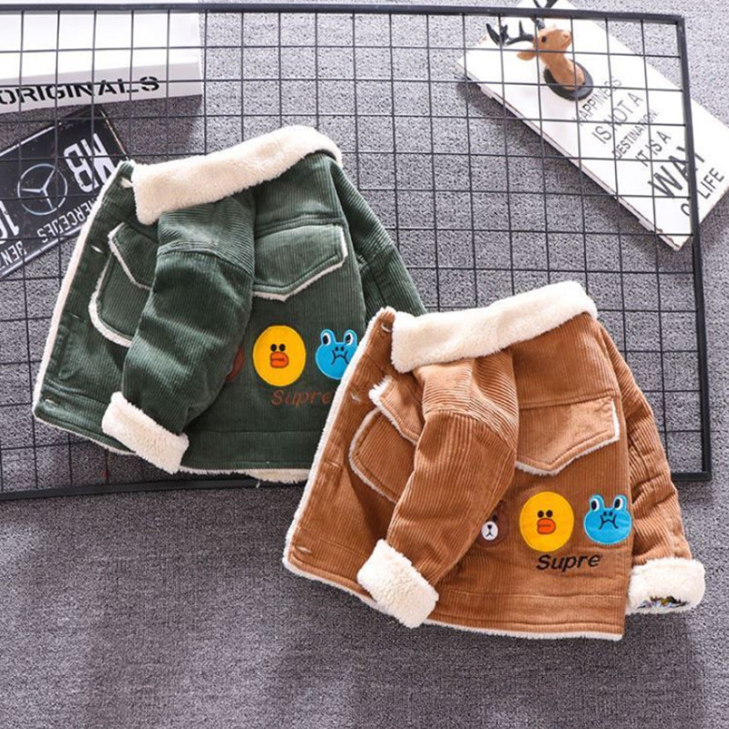 IENENS Winter Kids Boys Girls Coats Fashion Velvet Button Warm Tops Jackets Children Wears Garments Clothes Toddler Infant Casual Cotton Clothing Jacket Coat 1 2 3 4 Years|,|