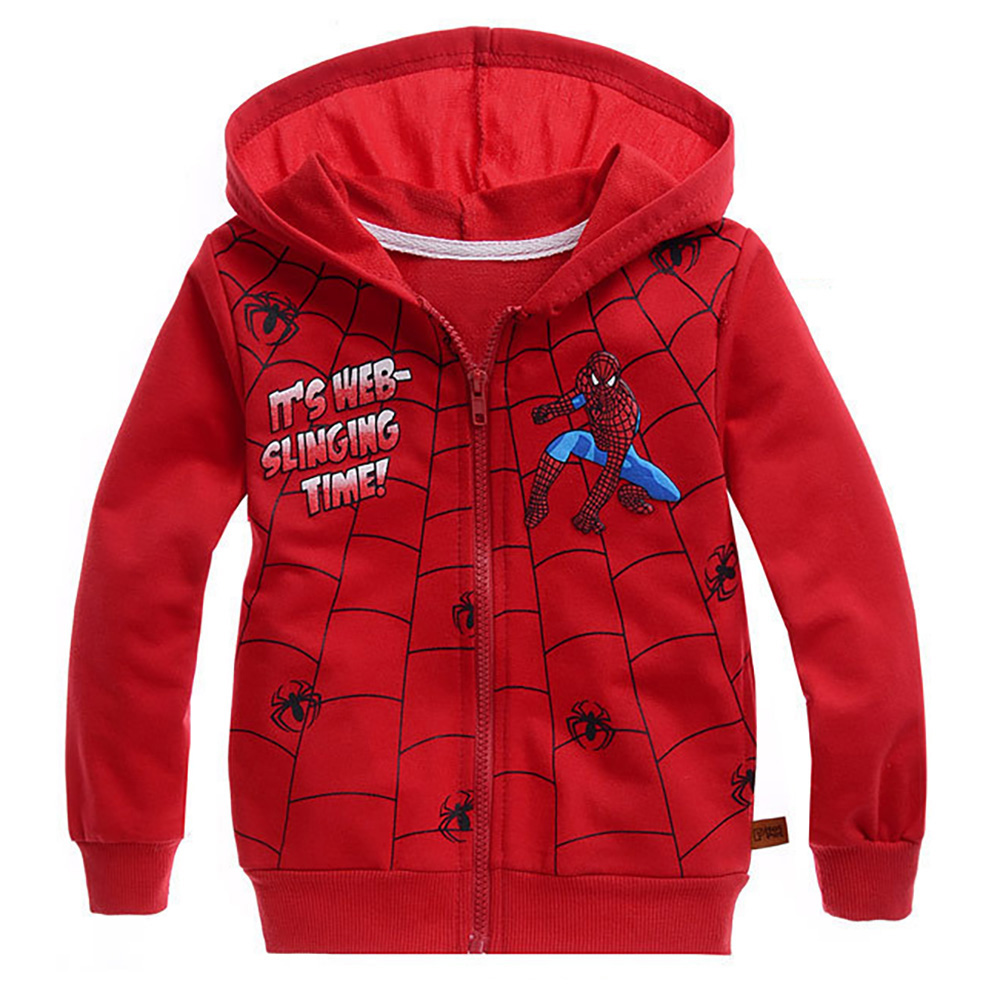 Kid Boy Hooded Jacket Coat Cartoon Superhero Spider-mans Print Long Sleeve Thin Hoodies Coats Jackets 1-8 Years|,|