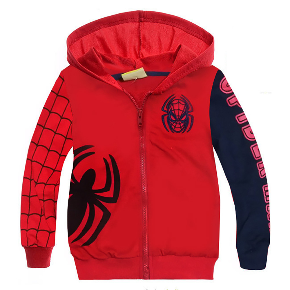 Boy Hoodies Coat Jacket for Kid Cartoon Spider-mans Printed Long Sleeved Thin Hooded Coats Jackets 1 to 10 Years|,|