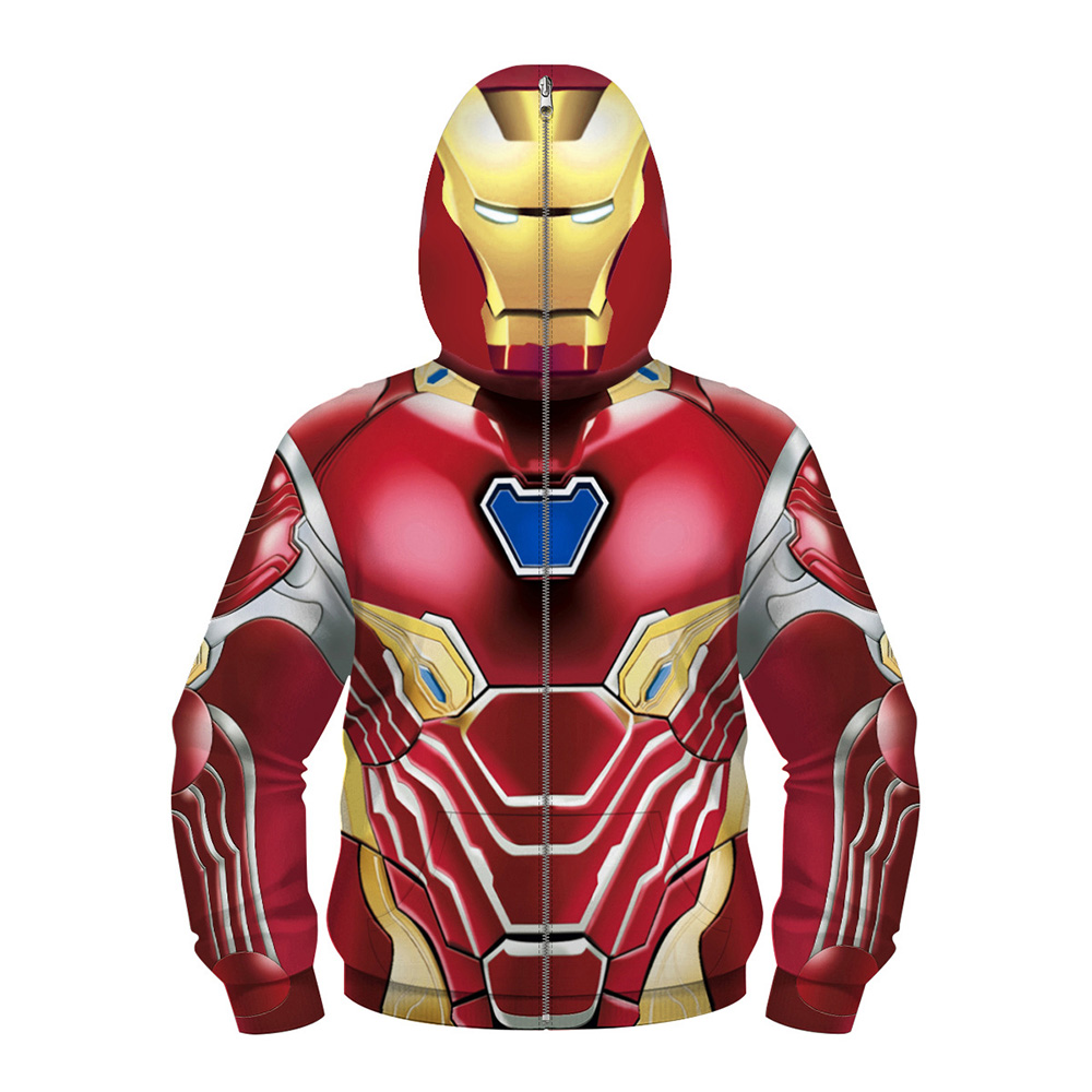 Kids Boys Jackets Ironman Cosplay Zipper Masked Hooded Jacket Superhero Long Sleeve Hoodies Sports Children Boy Clothing|,|