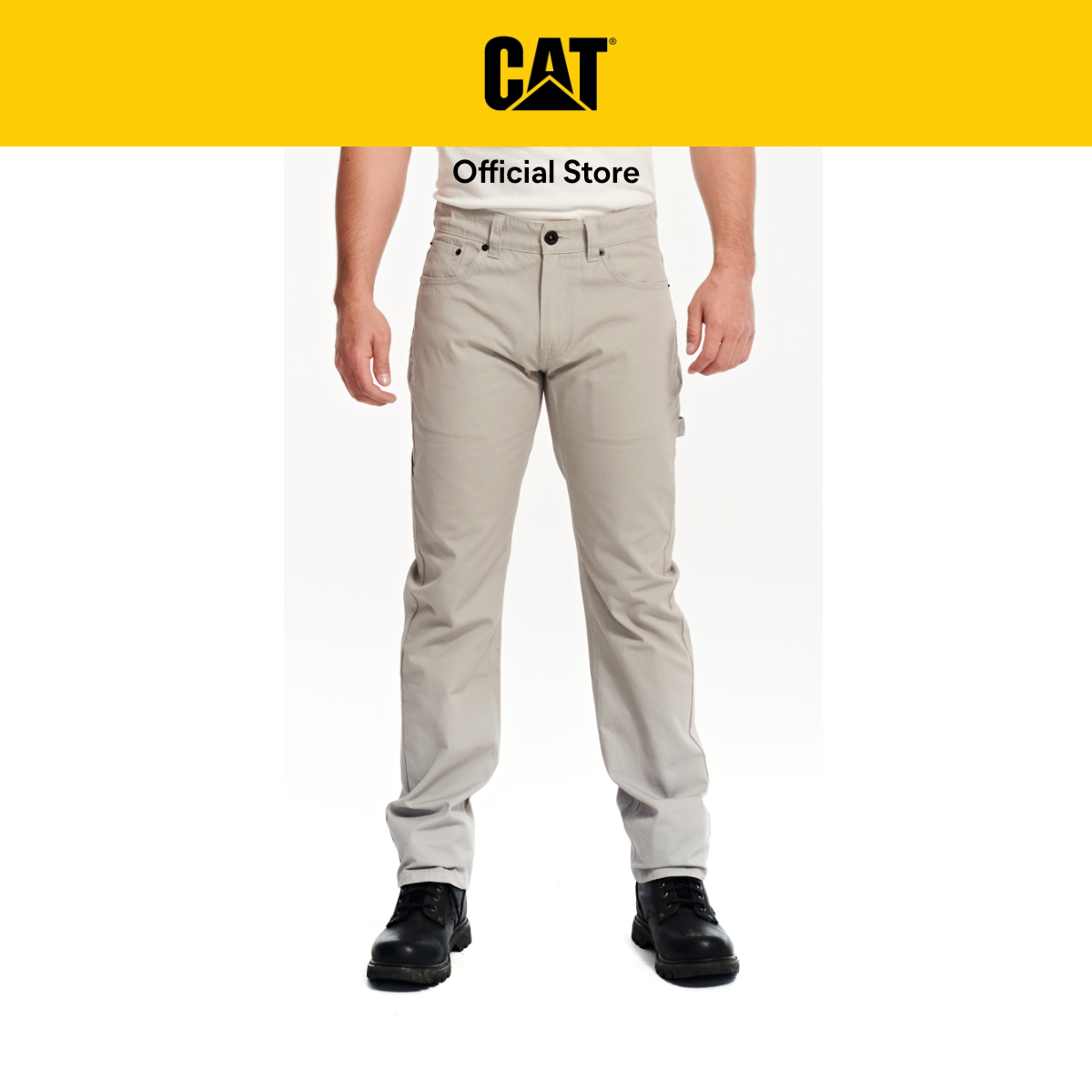 Caterpillar Men&#x27;s Foundation Canvas Carpenter Straight Pants - Lunar Rock (4080026-12681)  Urban Streetwear | Casual Chinos|,|