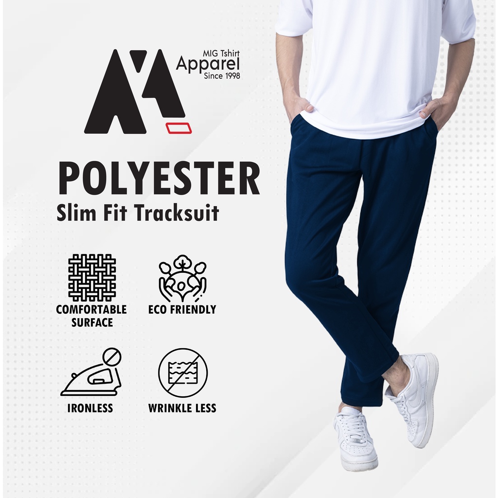 MIG Quick Dry Slim Fit Polyester Unisex Tracksuit Long Pant (Navy Blue)|,|