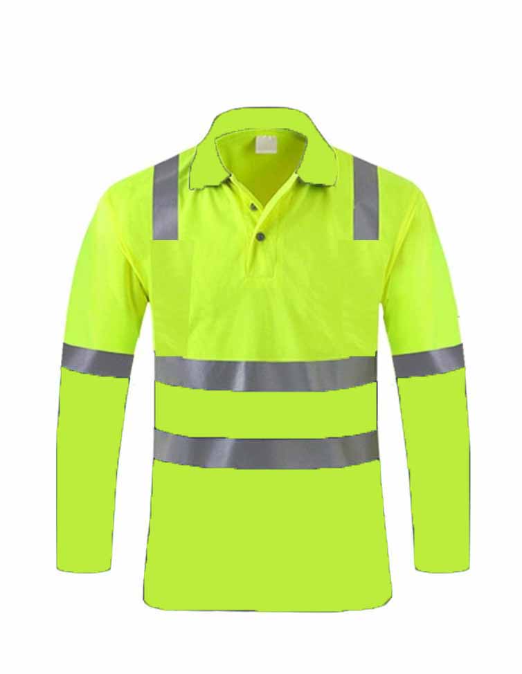 Safety Long Sleeve Polo Tee  Hi Vis Reflective Quick Dry Mircofibre Size 160gsm  S-7XL|,|