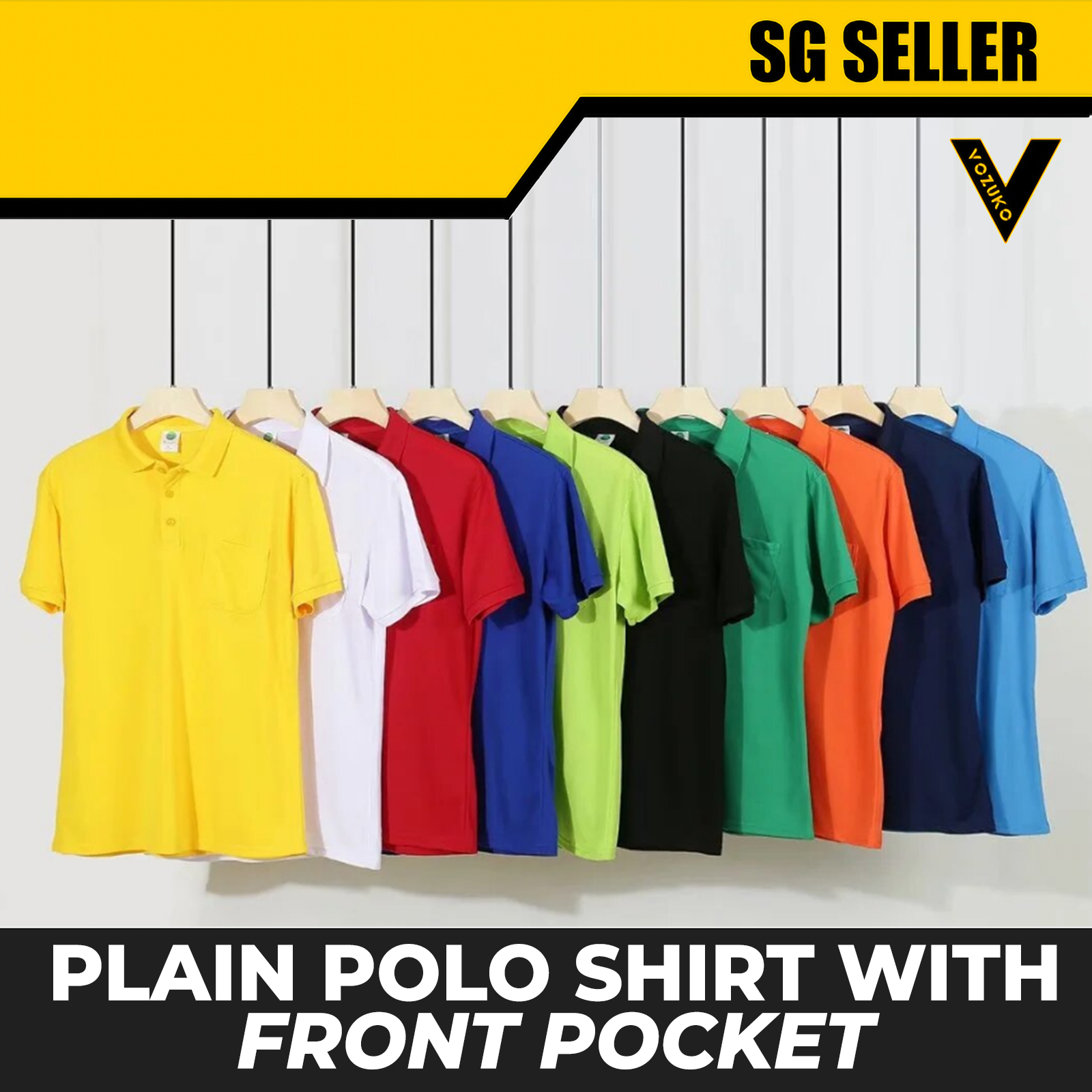 [SG SELLER] BLACK POLO WITH FRONT POCKET QUICK DRY GOOD QUALITY FABRIC [T070]|,|