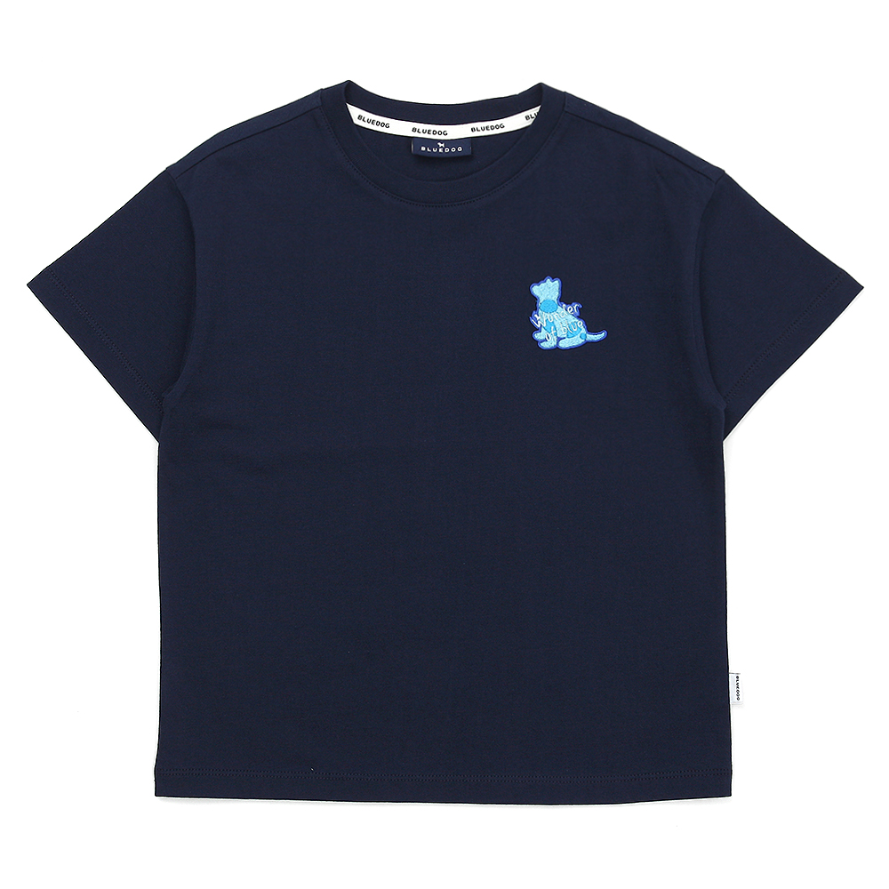 Bluedog | Kids Boys Dog embroidered short-sleeved T-shirt Littleground|,|