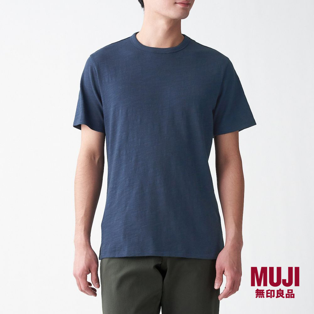 MUJI Men Slub Jersey Stitch Crew Neck Short Sleeve T-Shirt|,|