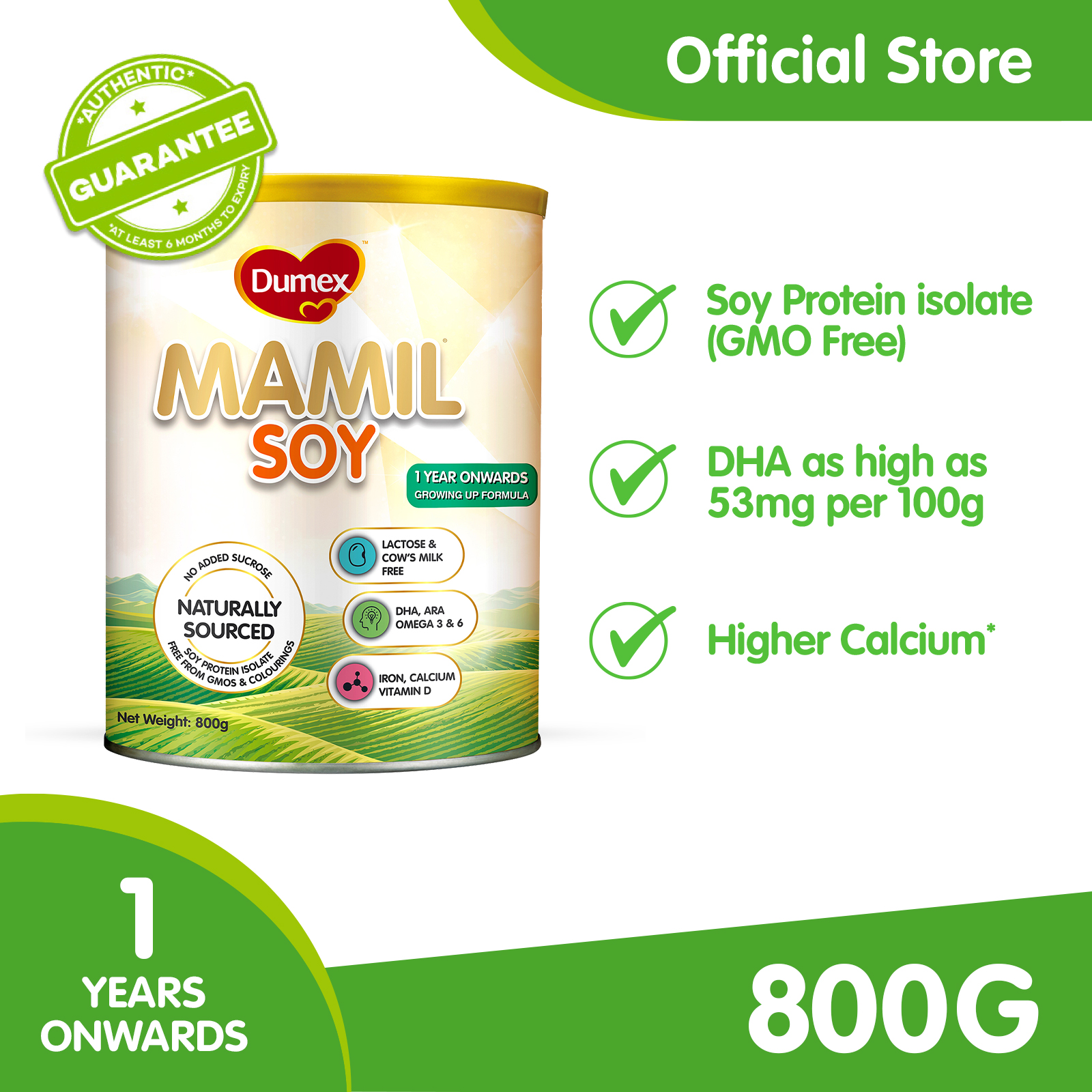 Dumex Mamil Gold Soy Growing Up Milk Formula 800g (1 year onwards)|,|