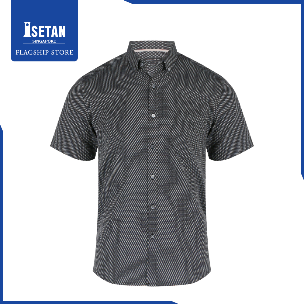 Marcelano Short Sleeve Smart Casual Shirt Black M2B-020-B1|,|