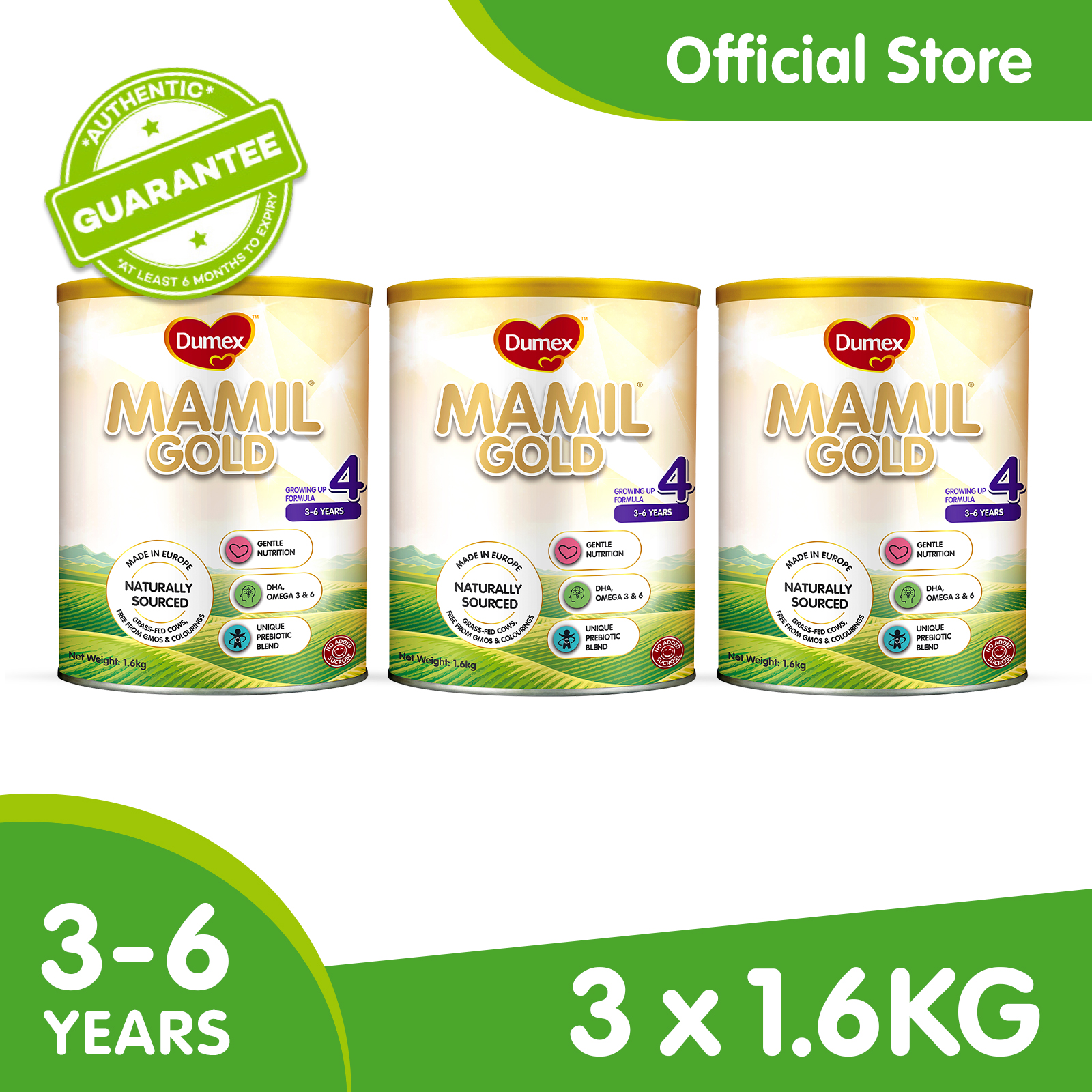 Dumex Mamil Gold Stage 4 Growing Up Kid Milk Formula (1.6kg) x 3 [Exp date 24/5/2024]|,|